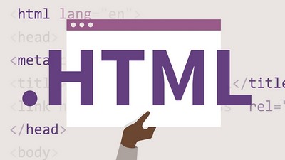 image avec écrit HTMl en violet dessus